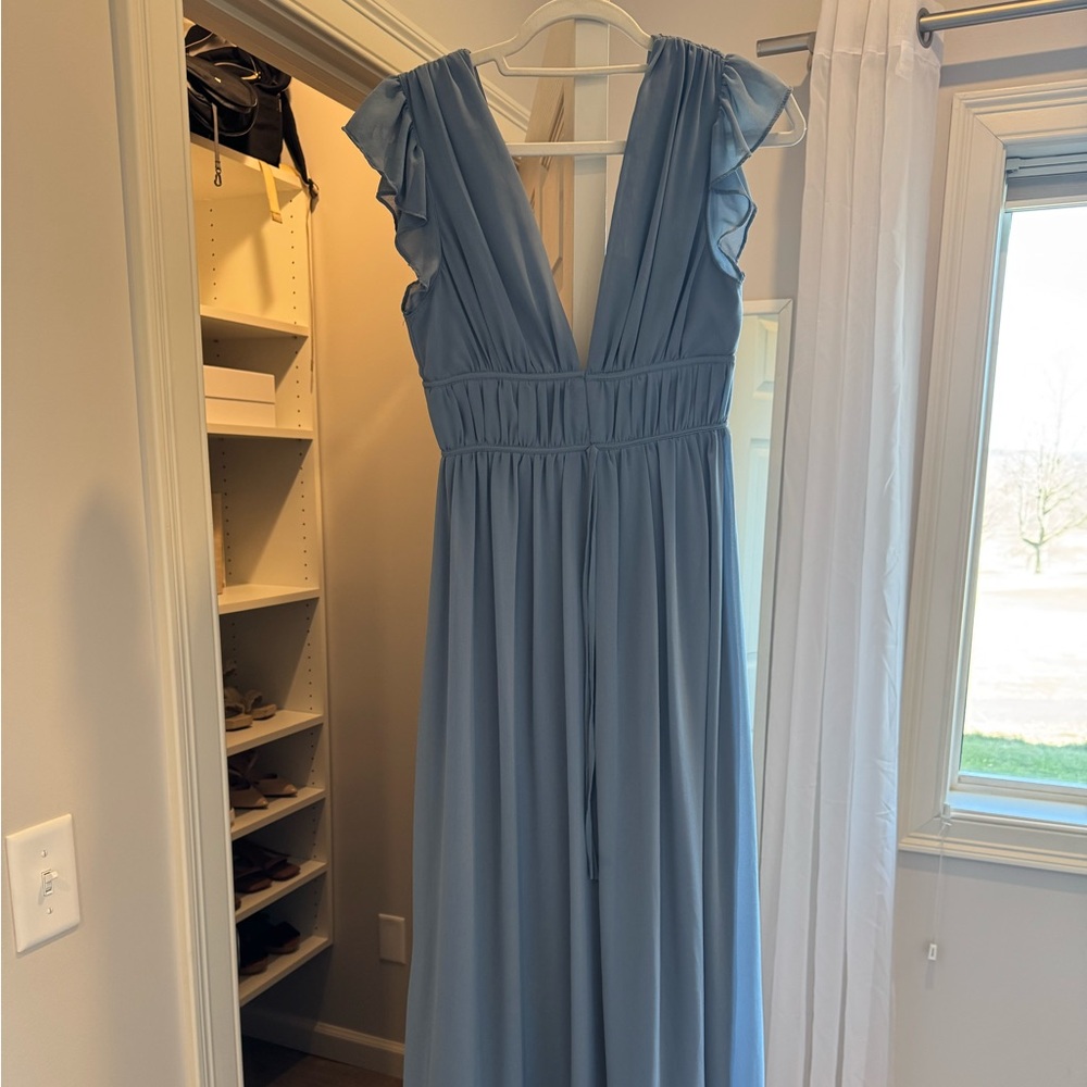 Lulus I'm All Yours Slate Blue Ruffled Maxi Dress - Size S